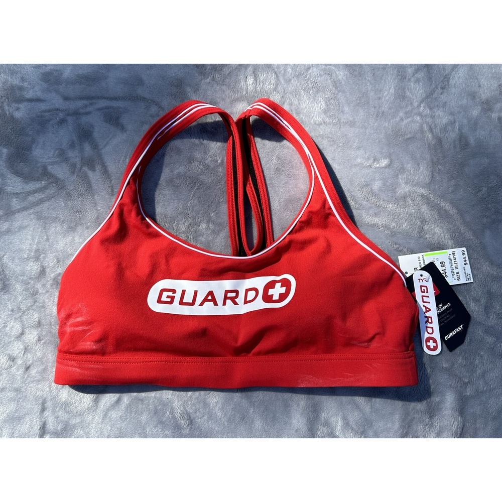TYR Durafast Lite GUARD Racerback Bikini Swim TOP - Red - Size XL 14/16